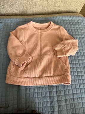 Waffle Knit Crewneck Pullover and sweatpants - Soft Pink